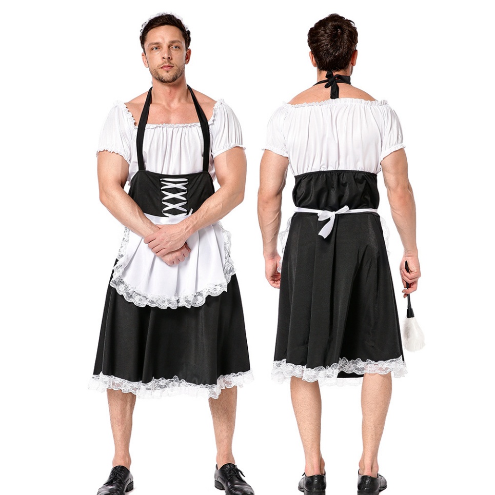 French Maid Costume for Men Sling Sexy Male Uniform Role Play Costume